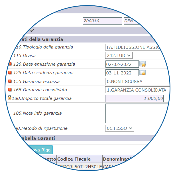 gestionale Garanzie crediti cartolarizzati