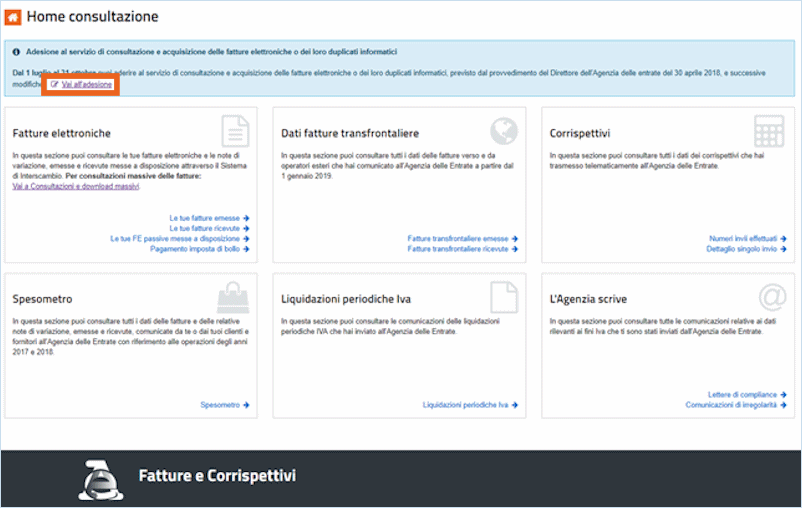 Homepage adesione consultazione