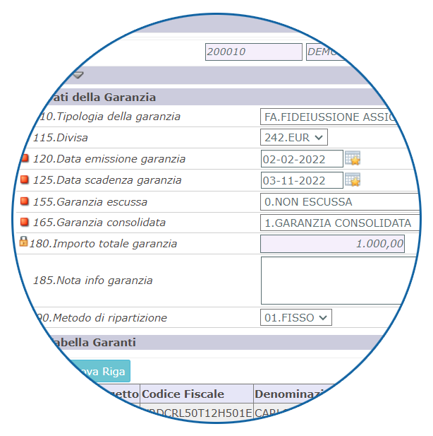 gestionale Garanzie crediti cartolarizzati